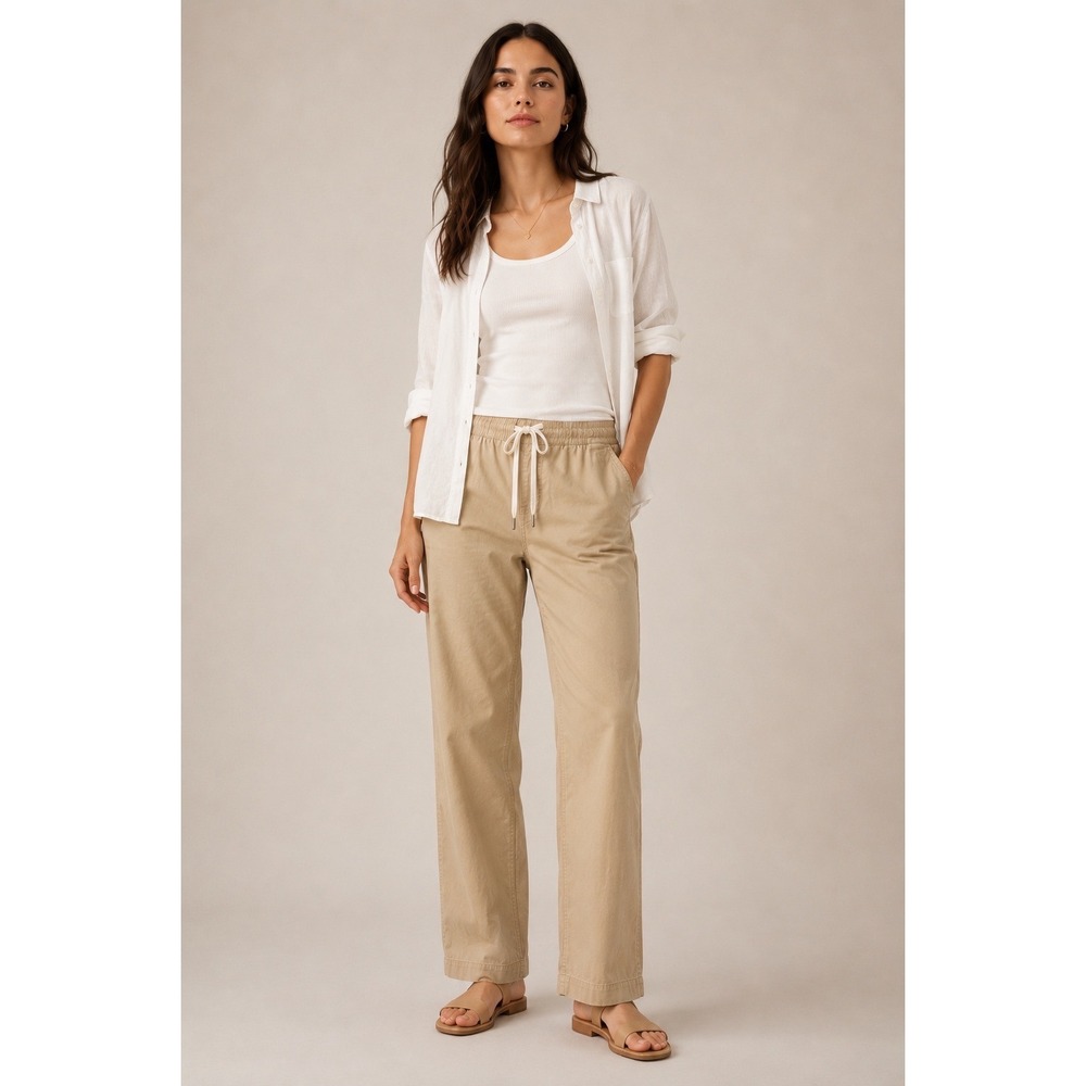 Lane Bryant Women Tan Khaki Ankle Pants Mid Rise Drawstring Size 18 NWT